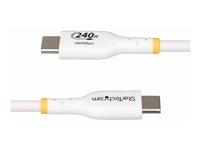 StarTech.com 2m USB C Charging Cable, USB-IF Certified USB-C Cable, 240W - USB-kabel - 24 pin USB-C (hann) til 24 pin USB-C (hann) - USB 2.0 - 48 V - 5 A - 2 m - USB Power Delivery (240 W), utvidet effektområde (EPR), støtte for Power Delivery 3,1, halogenfri, passiv - hvit USB2EPR2MW