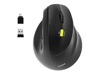PORT Connect Professional ERGO SHAPE - Mus - ladbar - høyrehendt - optisk - 5 knapper - trådløs - 2.4 GHz, Bluetooth - USB trådløs mottaker 910007