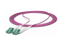 StarTech.com 3m (10ft) LC/LC (UPC) OM4 Multimode Fiber Optic Cable, OFNR - Koblingskabel - LC/UPC duplex multimodus (hann) til LC/UPC duplex multimodus (hann) - 3 m - 1.6 mm - fiberoptisk - dupleks - 50 / 125 mikroner - OM4 - OFNR - strømkabel - erikafiolett OM4RLCLC3M