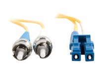 C2G LC-ST 9/125 OS1 Duplex Singlemode PVC Fiber Optic Cable (LSZH) - Koblingskabel - ST-enkeltmodus (hann) til LC-enkeltmodus (hann) - 3 m - 3 m - fiberoptisk - dupleks - 9 / 125 micron - OS1 - halogenfri - gul 85597