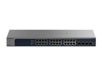 NETGEAR Easy Smart XS724EM - V2 - switch - smart - 24 x 100/1000/2.5G/5G/10GBase-T + 4 x 10 Gigabit SFP+ - stasjonær, rackmonterbar - for NETGEAR AXM764; ProSafe AGM732F, AXM761, AXM762, AXM763, AXM764 XS724EM-200EUS