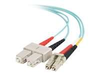 C2G LC-SC 10Gb 50/125 OM3 Duplex Multimode PVC Fiber Optic Cable (LSZH) - Nettverkskabel - SC flermodus (hann) til LC multimodus (hann) - 5 m - fiberoptisk - dupleks - 50 / 125 mikroner - OM3 - halogenfri - akvamarin 85534