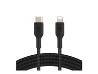Belkin BoostCharge - Lightning-kabel - 24 pin USB-C hann til Lightning hann - 2 m - svart - USB Power Delivery (18 W) CAA004BT2MBK