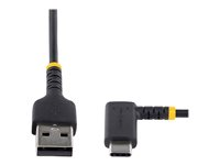 StarTech.com 3ft (1m) USB A to C Charging Cable Right Angle, Heavy Duty Fast Charge USB-C Cable, USB 2.0 A to Type-C, Durable and Rugged Aramid Fiber, 3A, S20/iPad/Pixel - High Quality USB Charging Cord (R2ACR-1M-USB-CABLE) - USB-kabel - USB (hann) rett til 24 pin USB-C (hann) rettvinklet - USB 2.0 - 3 A - 1 m - svart R2ACR-1M-USB-CABLE