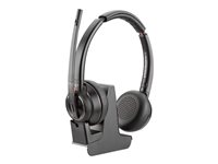 Poly Savi 8220 - Savi 8200 series - hodesett - on-ear - DECT / Bluetooth - trådløs - USB-A via Bluetooth-adapter - svart - Zoom Certified, UC-sertifisert 8D3F2AA#ABB